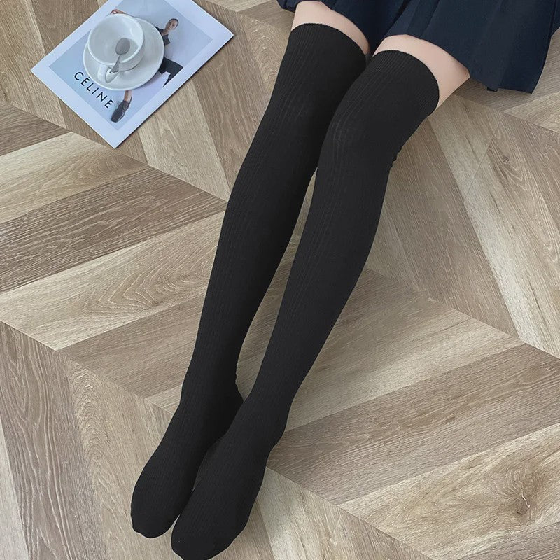 Dames Hoge Sokken Wol Blend - Ribgebreid, Warm & Zacht voor de Winter