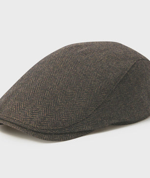 Heren Visgraat Wolmix Flat Cap - Stijlvolle Newsboy & Gatsby Pet voor Winter & Outdoor