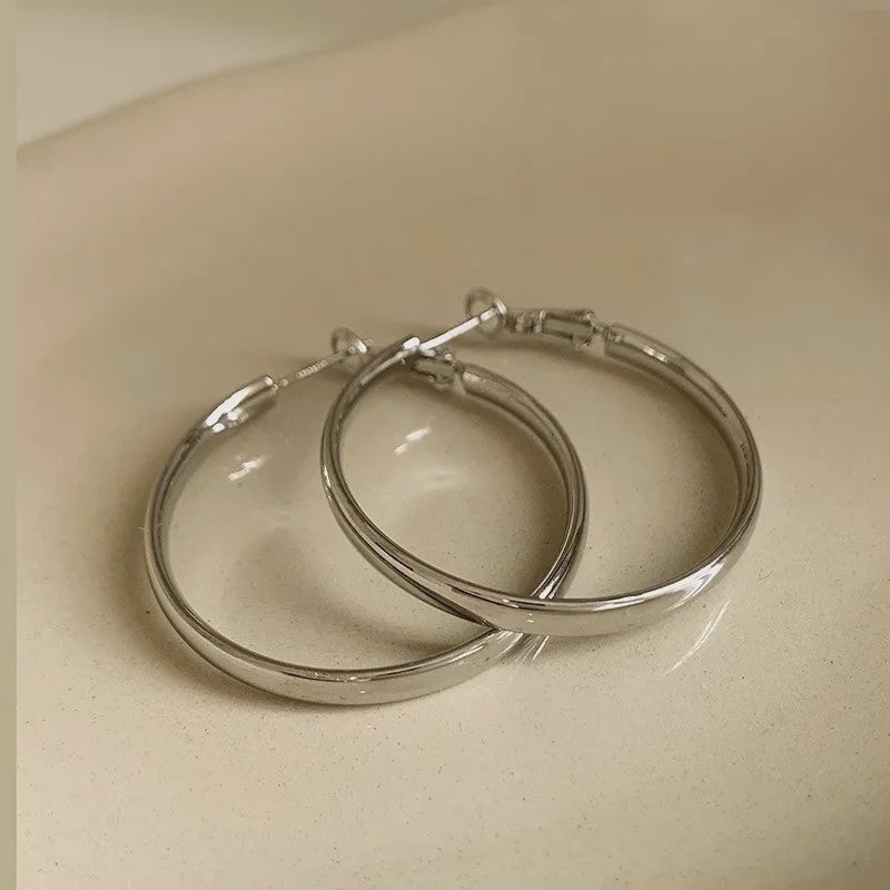 Grote Platte Hoepel Oorbellen - Trendy Cirkel Sieraden voor Dames