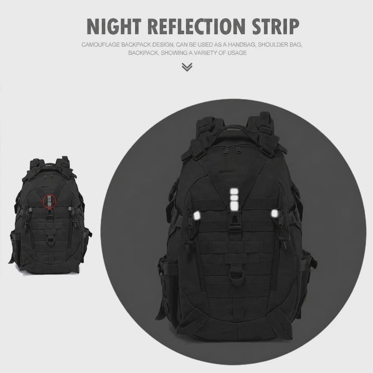Tactische Rugzak 35L - Molle Systeem, Reflecterende Strips, Outdoor & Hiking