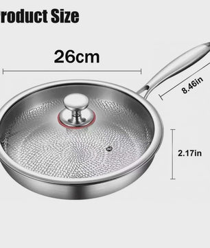 Pure Titanium Koekenpan 30/26cm - Anti-aanbak, Hamerslag Patroon, Titanium Legering