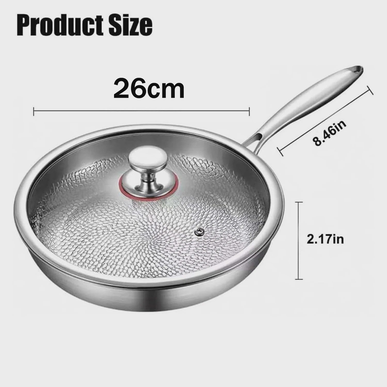 Pure Titanium Koekenpan 30/26cm - Anti-aanbak, Hamerslag Patroon, Titanium Legering