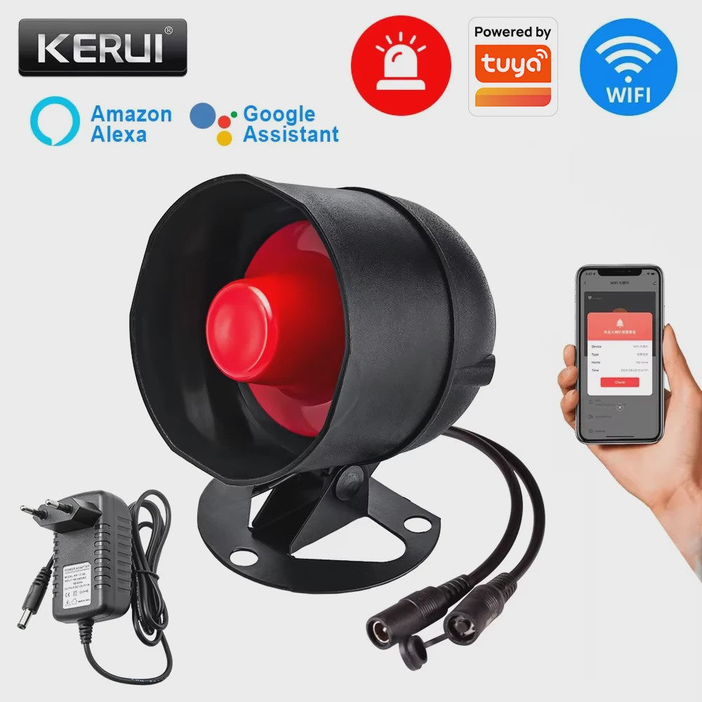 KERUI WIFI Alarmsysteem met Sirene: Slimme Beveiliging voor Thuis, Compatibel met Tuya & Alexa