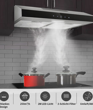 TopStrong 60cm Onderbouw Afzuigkap met LED Verlichting - Recirculatie