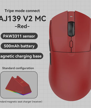 AJAZZ AJ139 V2 MC Draadloze Gaming Muis met RGB Magnetische Oplaadbasis - 24000 DPI, Bluetooth/Bedraad