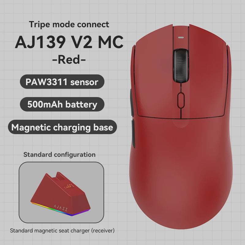 AJAZZ AJ139 V2 MC Draadloze Gaming Muis met RGB Magnetische Oplaadbasis - 24000 DPI, Bluetooth/Bedraad