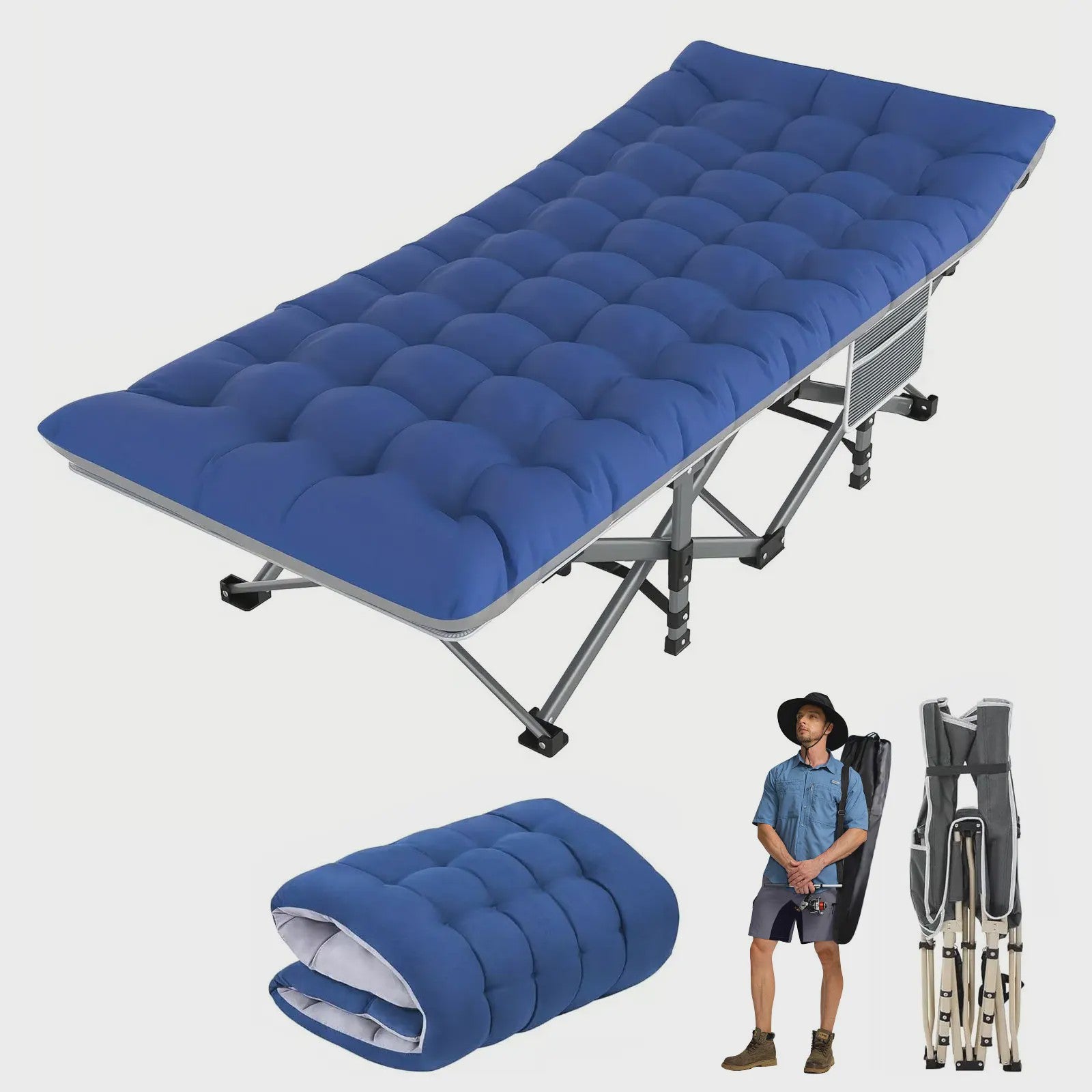 Opvouwbaar Campingbed - Draagbaar en Robuust Kampeerbed voor Volwassenen - 200kg Draagvermogen