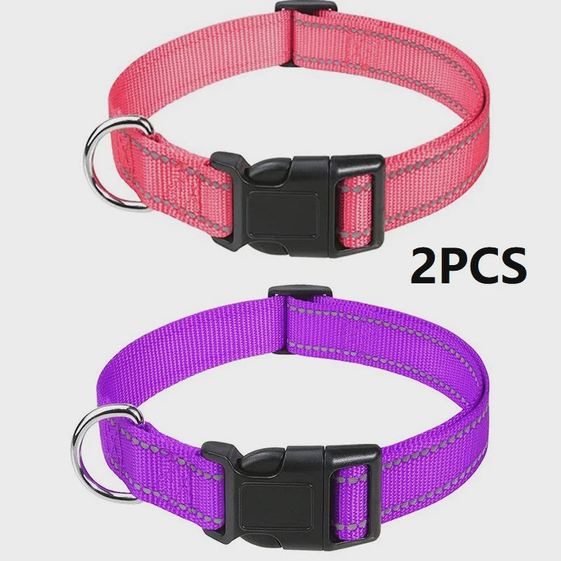 Verstelbare Halsband voor Honden en Puppies met Reflecterende Strepen - Veilig en Comfortabel