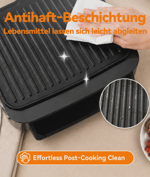 SLG5029 Elektrische Contact Grill 2000W - Digitaal, met Vleesthermometer, Panini Press & 180° Open Functie