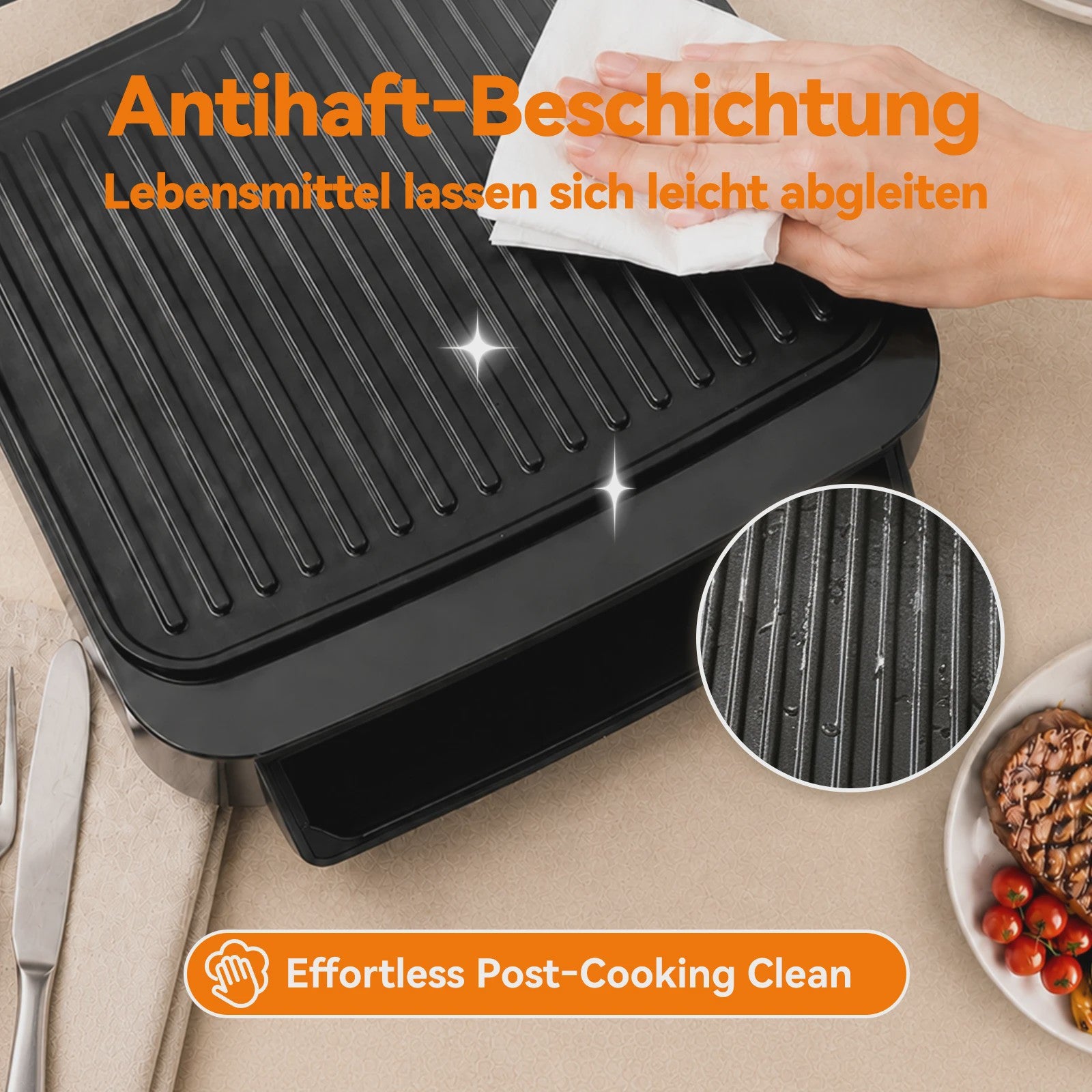 SLG5029 Elektrische Contact Grill 2000W - Digitaal, met Vleesthermometer, Panini Press & 180° Open Functie