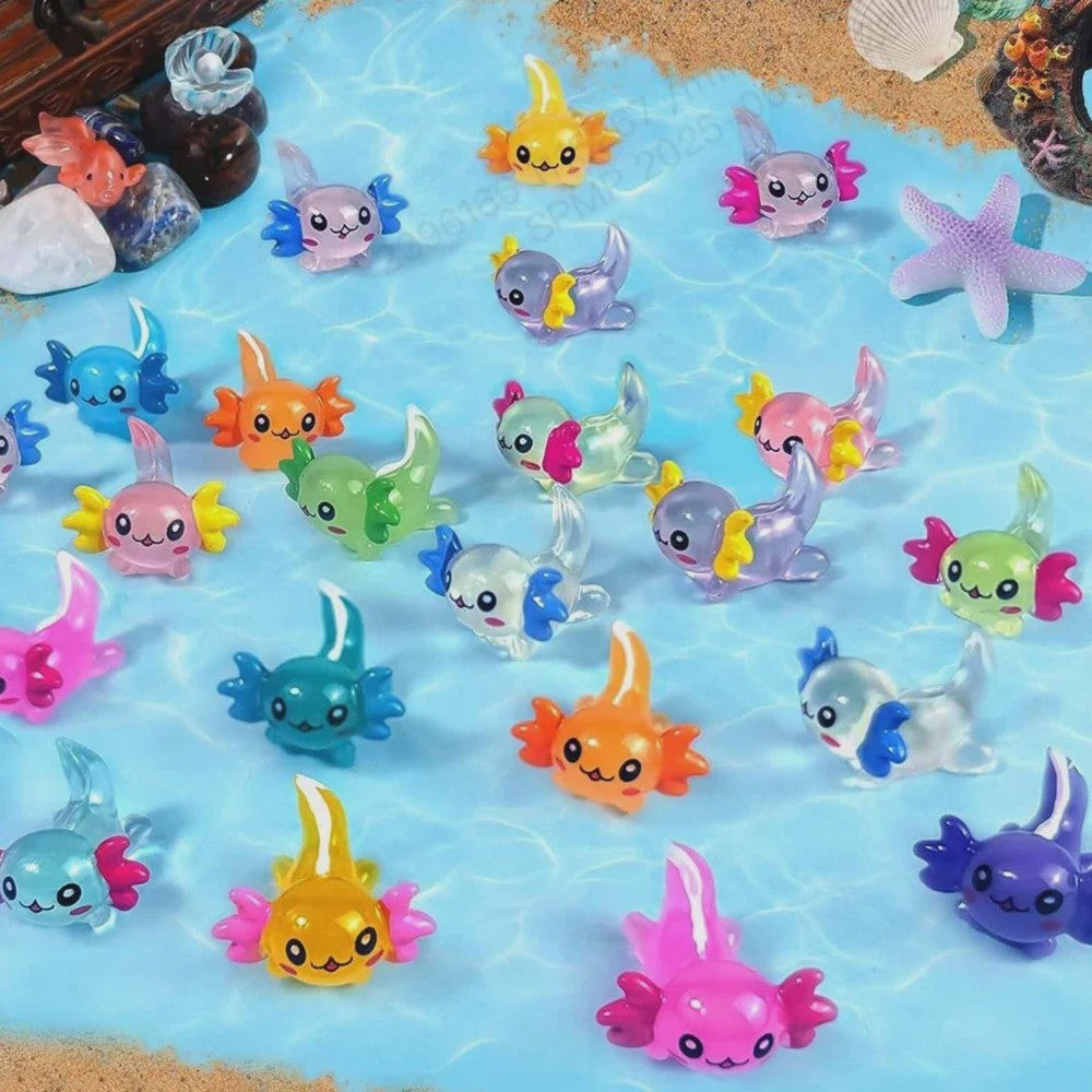 Set van 10-30 Mini Axolotl Beeldjes - Schattige Hars Figuurtjes voor Tuin, Aquarium & Decoratie