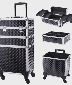 3-in-1 Make-up Trolley Koffer op Wielen - Verwijderbaar & Afsluitbaar - Professionele Make-up Case