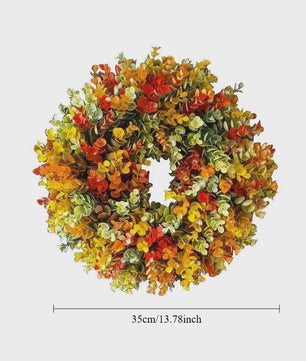 Elegante Kunstbloemen Krans - Realistische Herfstbladeren voor Binnen, Deurdecoratie & Kerst