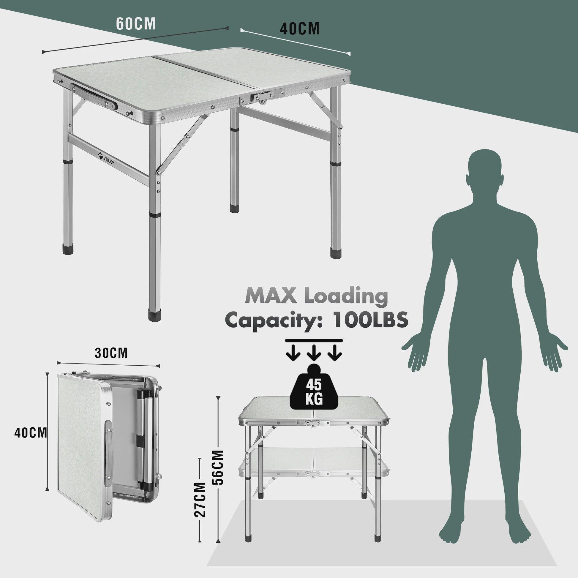 Opvouwbare Aluminium Tafel - Verstelbare Hoogte voor Camping, Tuin & Picknick