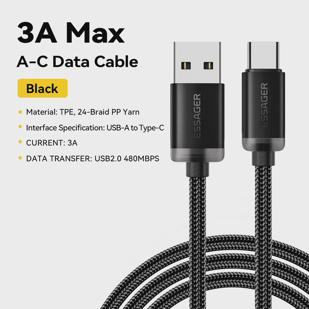 Essager 3A USB-C Laad- en Datakabel - Snel Opladen & Dataoverdracht