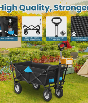 EUGAD Opvouwbare Camping Trolley Wagon - Robuuste Oxford Stof, 80kg Capaciteit, Ideaal voor Strand, Tuin & Outdoor