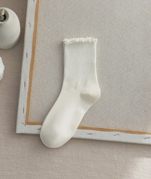 Dames Sokken met Ruche Rand - Comfortabel & Ademend - 6 Paar Set