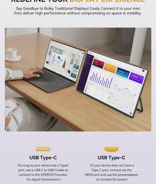 Uperfect 21.4" Draagbare Monitor - 1080P FHD, 100Hz, IPS Scherm, Ideaal voor Gaming & Laptops