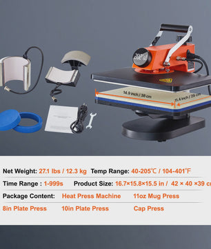SucceBuy 12x15 inch Heat Press Machine: Snel Verwarmend, 360° Zwenkbaar Digitaal Transferapparaat