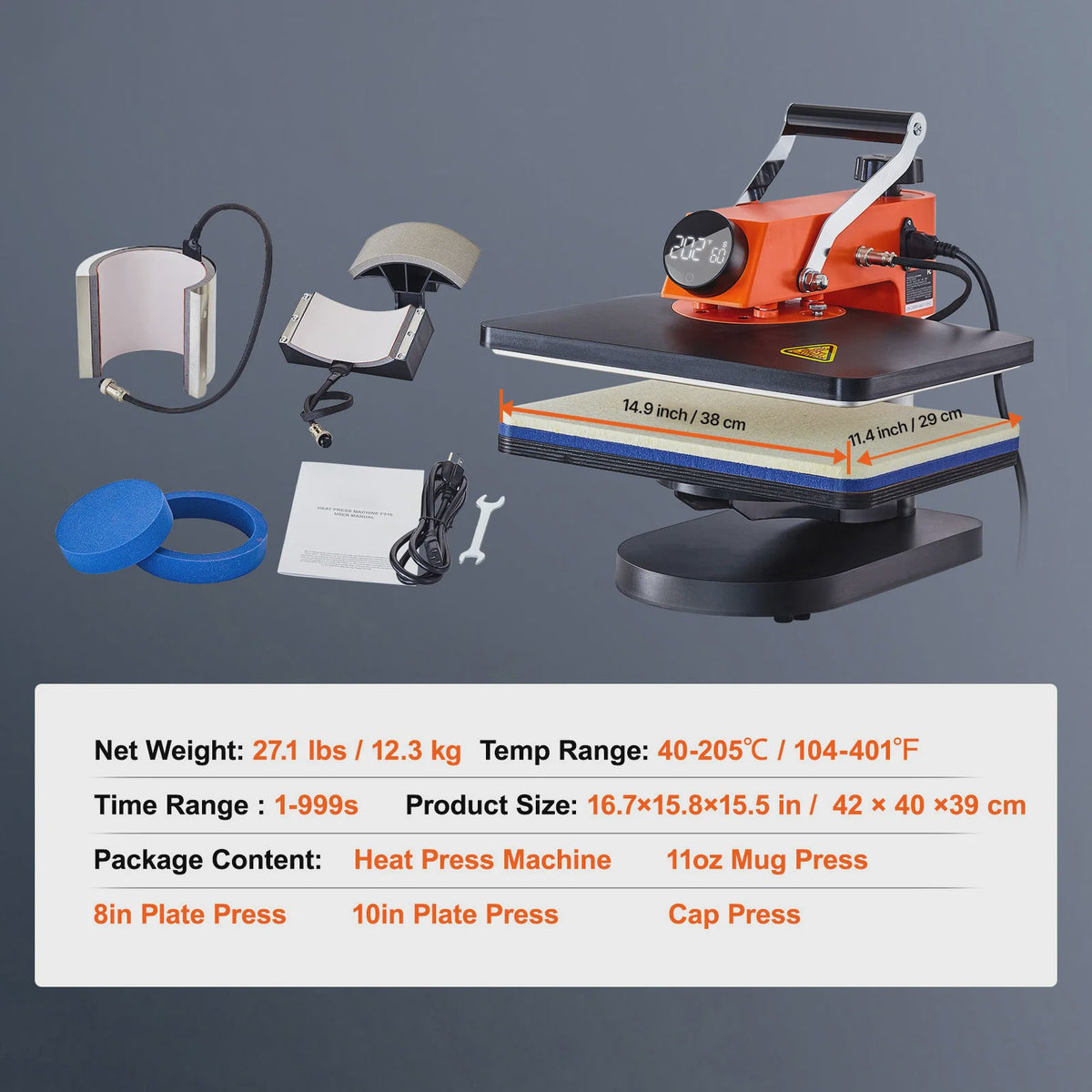 SucceBuy 12x15 inch Heat Press Machine: Snel Verwarmend, 360° Zwenkbaar Digitaal Transferapparaat