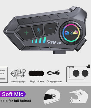 Motorhelm Intercom Systeem - Bluetooth 5.3 Headset voor 2 Motorrijders - 300M Bereik, Waterdicht & Muziek Delen