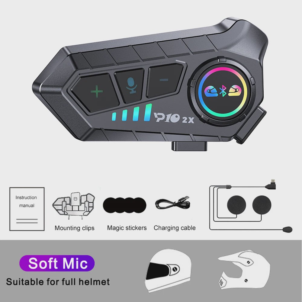 Motorhelm Intercom Systeem - Bluetooth 5.3 Headset voor 2 Motorrijders - 300M Bereik, Waterdicht & Muziek Delen