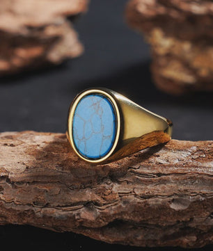 Unisex Vintage Ringen van Roestvrij Staal met Natuursteen (Onyx, Tijgeroog, Lapis Lazuli)