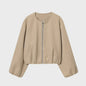 Dames Cropped Bomberjack met Rits - Zachte Stijlvolle Jas met Lange Mouwen