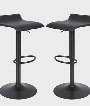 Set van 2 Zwarte Barstoelen met Leerlook, 360° Draaibaar en In Hoogte Verstelbaar