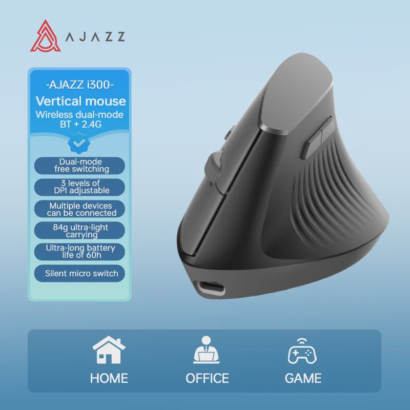 Ergonomische Verticale Draadloze Muis - Oplaadbaar, Bluetooth & 2.4G