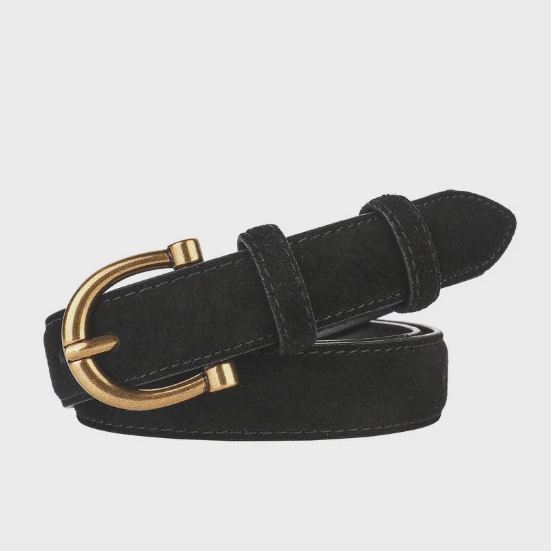 Luxe Suède Riem voor Dames met Stijlvolle Gouden Gesp - Echt Leer