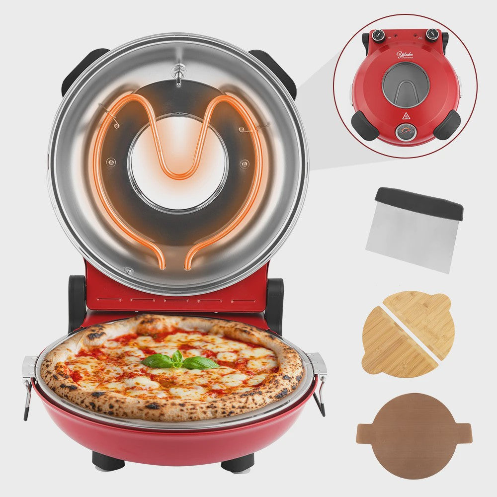 Elektrische Pizzaoven 12 Inch - 1200W met Keramische Steen & Precisie Temperatuurregeling tot 420°C