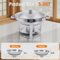 RVS Buffet Chafing Dish Set (5L) - Rond, met Deksel - Ideaal voor Feesten & Buffetten