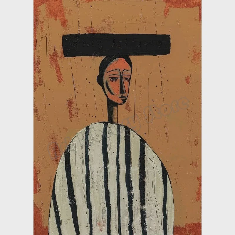 Abstract Afrikaanse Vrouwen Poster Canvas Schilderij - Etnisch Hedendaags Woondecoratie