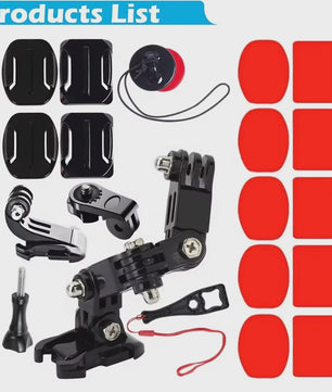 Motorhelm Mount Kit voor GoPro, SJCAM, AKASO, Insta360 - Kin, Zijkant, Top