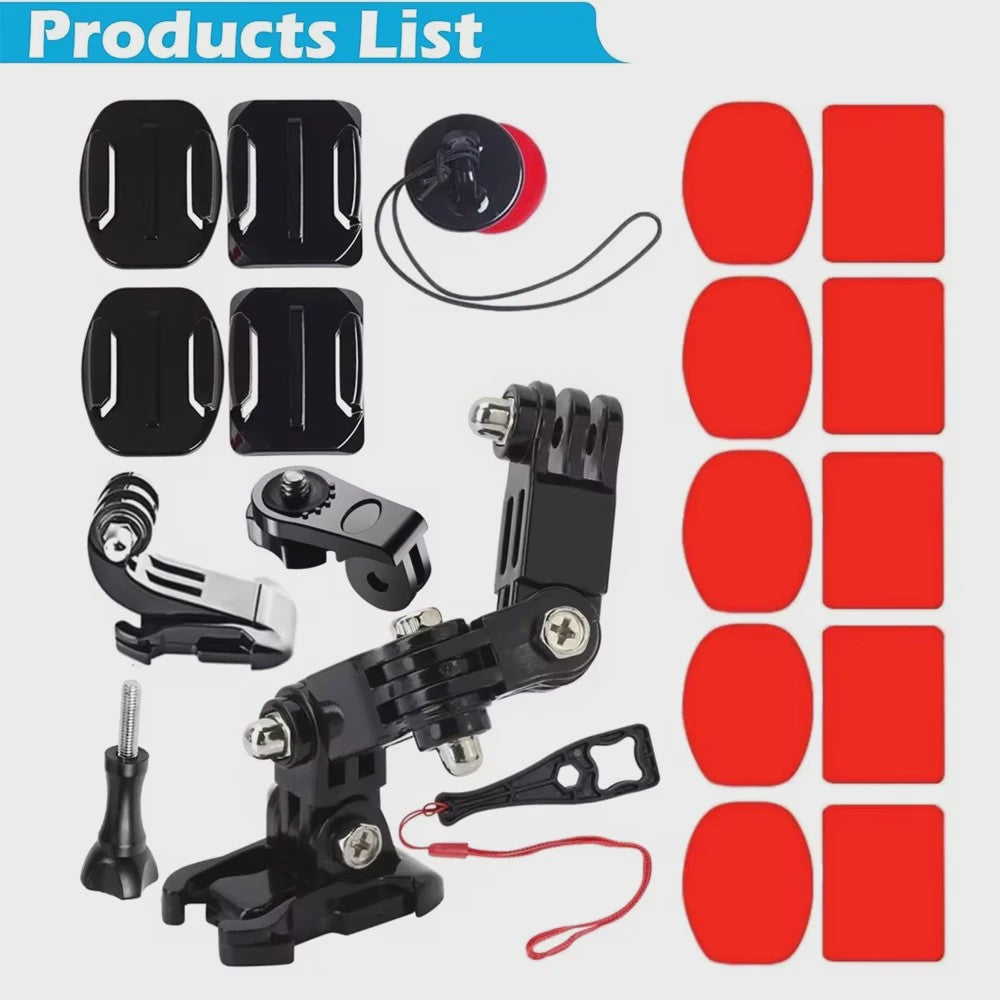 Motorhelm Mount Kit voor GoPro, SJCAM, AKASO, Insta360 - Kin, Zijkant, Top