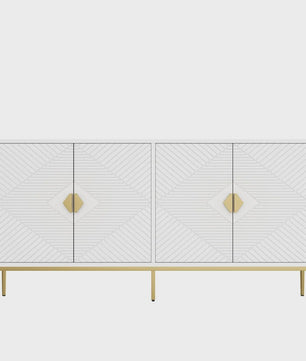 Moderne Minimalistische Buffetkast Sideboard - Zwart met Gouden Accent, 162x40x80cm