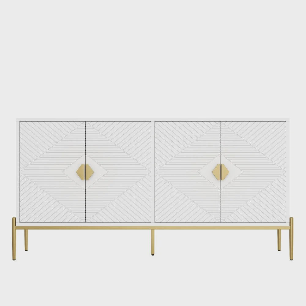 Moderne Minimalistische Buffetkast Sideboard - Zwart met Gouden Accent, 162x40x80cm