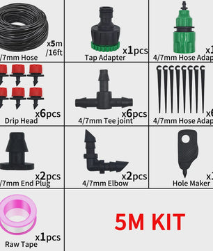 Micro Druppels Irrigatie Systeem Kit - Verstelbare Druppelaars voor Tuin, Terras & Gazon