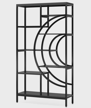 Stijlvolle 8-laags Geometrische Boekenkast met Metaal Frame - Open en Staand Ontwerp (71 inch)