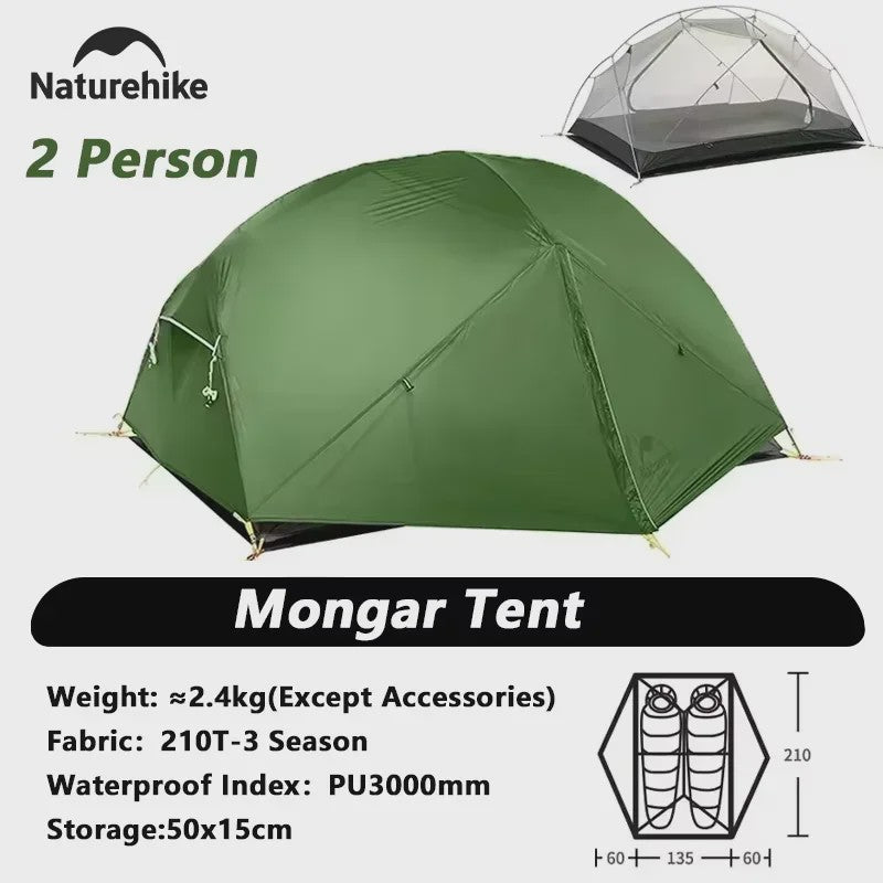 Naturehike Mongar 2-Persoons Tent: Ultralicht, Waterdicht & Duurzaam voor Outdoor Avonturen