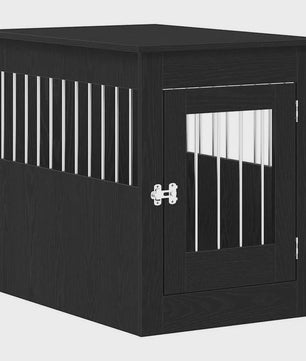 Hondenbench Meubel Zwart Eikenhout - Stijlvolle Hondenkennel & Bijzettafel voor Kleine tot Middelgrote Honden (55x80x68 cm)