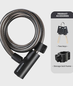 ROCKBROS Draagbaar Fiets Kabel Diefstalbeveiliging Slot met Sleutels - Zinc Alloy