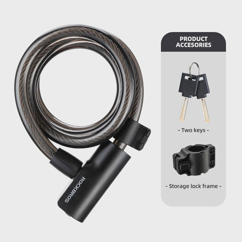 ROCKBROS Draagbaar Fiets Kabel Diefstalbeveiliging Slot met Sleutels - Zinc Alloy