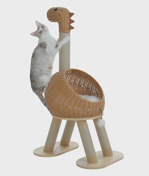 Dino Kattenkrabpaal met Mand en Sisalpaal - Rattan Design