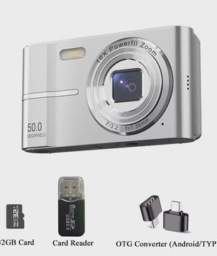 50MP Digitale Camera met 16x Zoom & 4K Video - Ideaal voor Studenten & Outdoor Avonturen