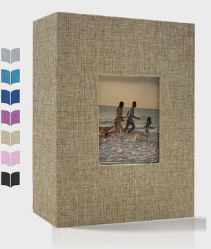 Linnen Fotoalbum voor 600 Foto's 4x6 inch met Venster & Horizontale/Verticale Insteekvakken