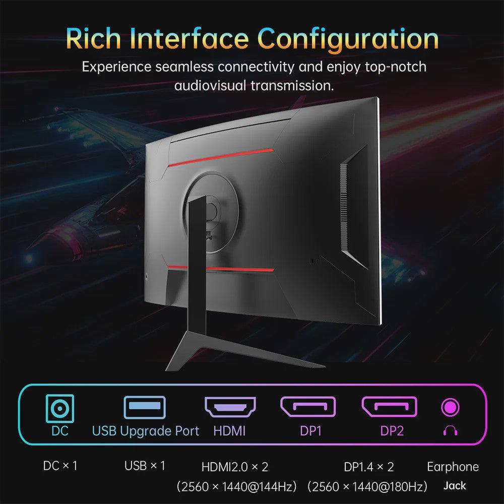 KTC H32S17 Gaming Monitor - 32-inch QHD 180Hz 1ms 1500R Curved HVA