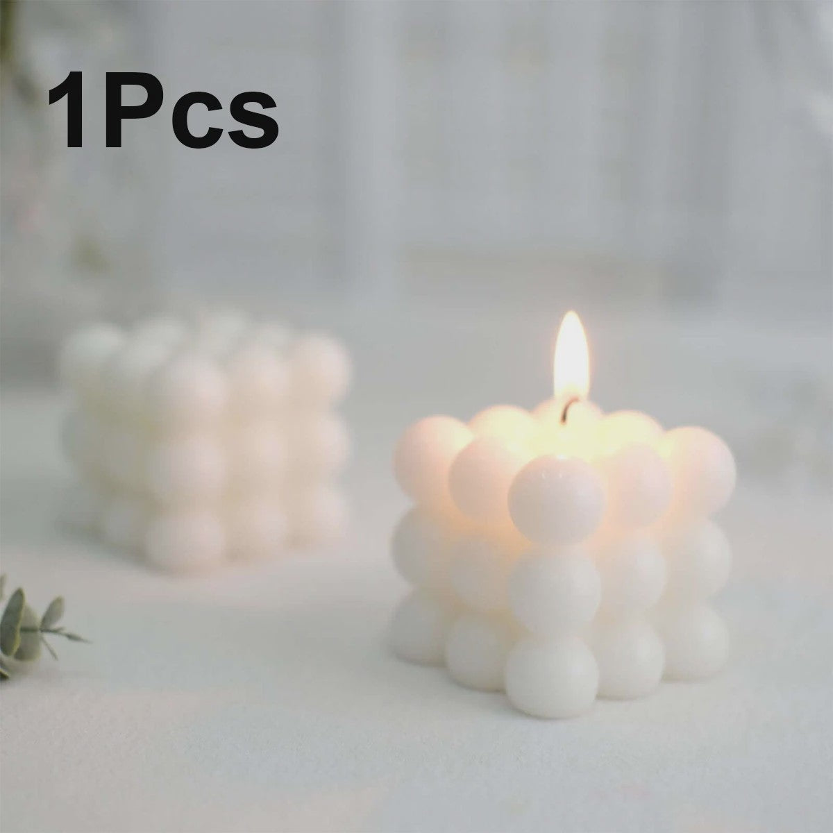 Sfeervolle Vanille Geur Bubble Kaars - Decoratieve Soja Wax Kubus Kaars voor Huis & Kantoor