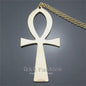 Vintage Egyptische Ankh Kruis Ketting - Grote Hanger met Lange Ketting